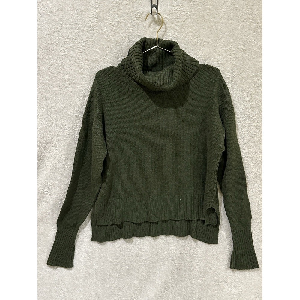 Anthropologie Army Green Turtle Neck‎ Sweater Size Small Wool Blend Oversized